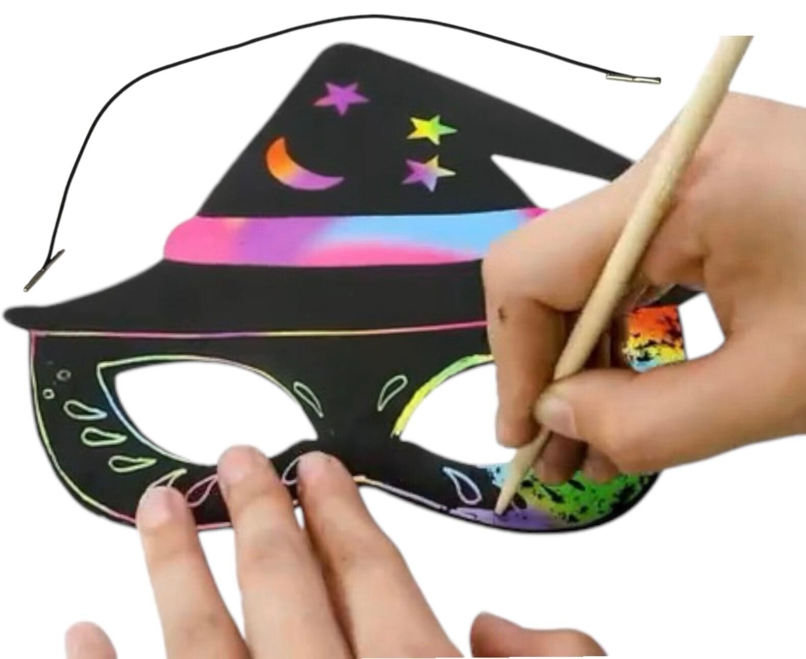 Scratch Your Own Halloween Face Masks Superhero Pumpkin Craft Kit Kids Party Fun