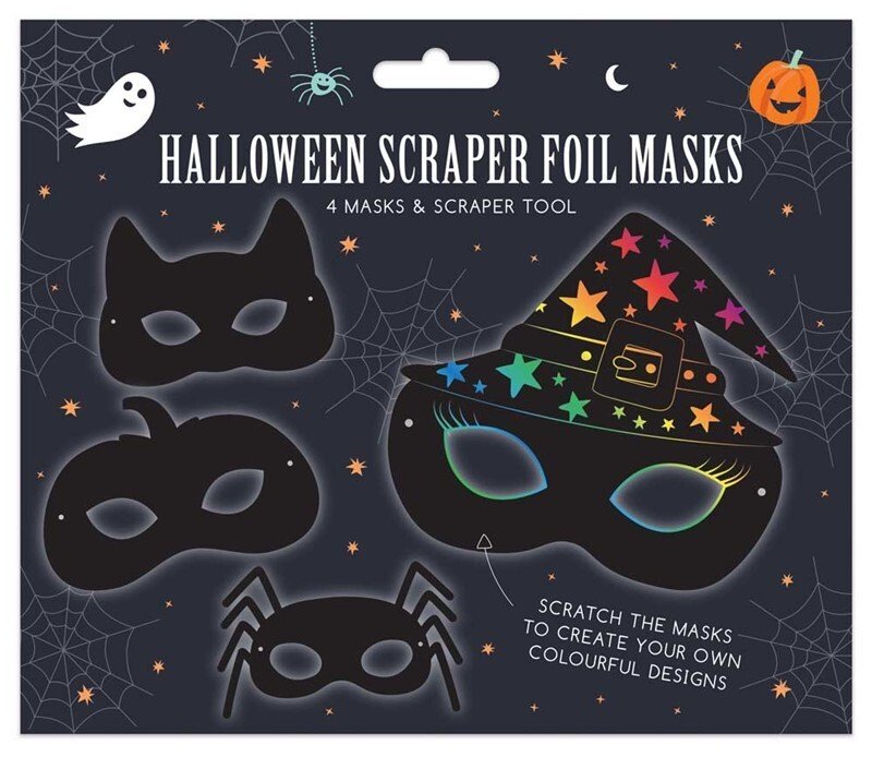 Scratch Your Own Halloween Face Masks Superhero Pumpkin Craft Kit Kids Party Fun