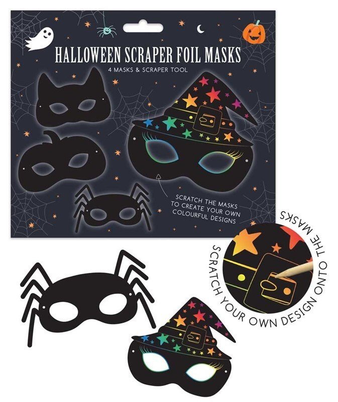 Scratch Your Own Halloween Face Masks Superhero Pumpkin Craft Kit Kids Party Fun