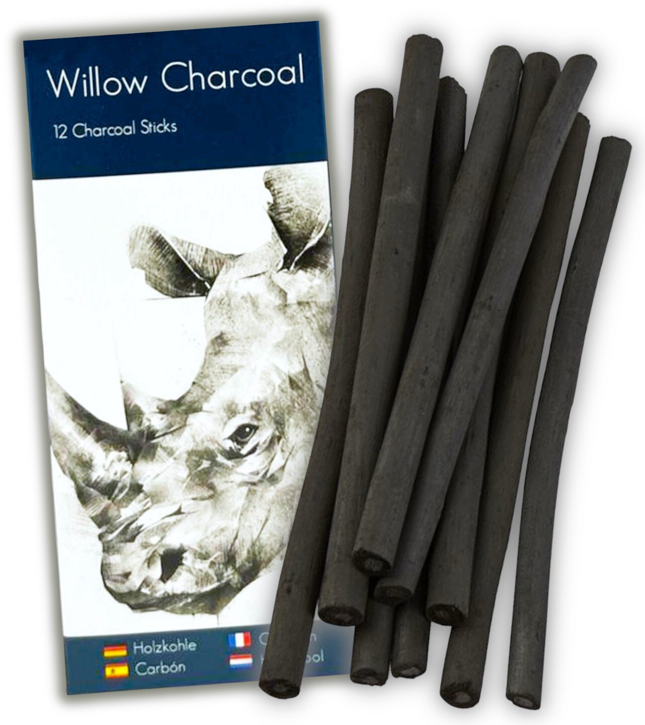 Willow Charcoal Sticks Drawing, Sketch Standalone Works or Painting - Pack of 12