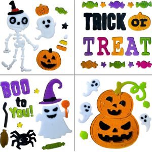 Halloween Window Gel Stickers Skeleton Spooky Scary Gel Clings Glass Decoration