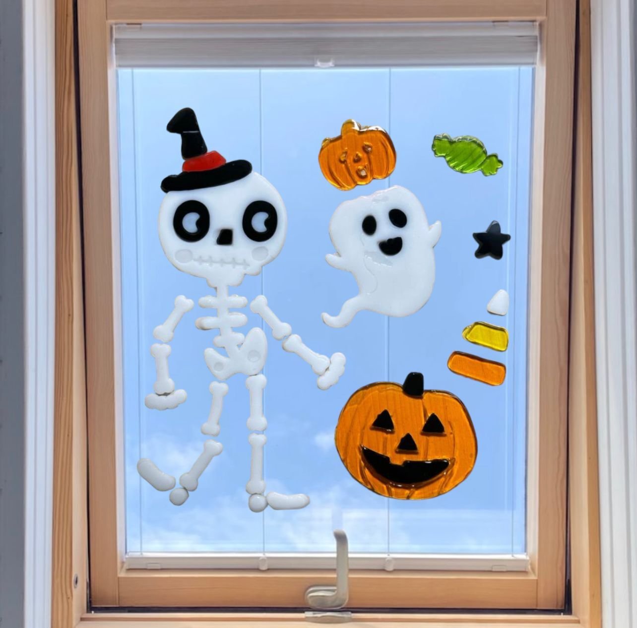 Halloween Window Gel Stickers Skeleton Spooky Scary Gel Clings Glass Decoration