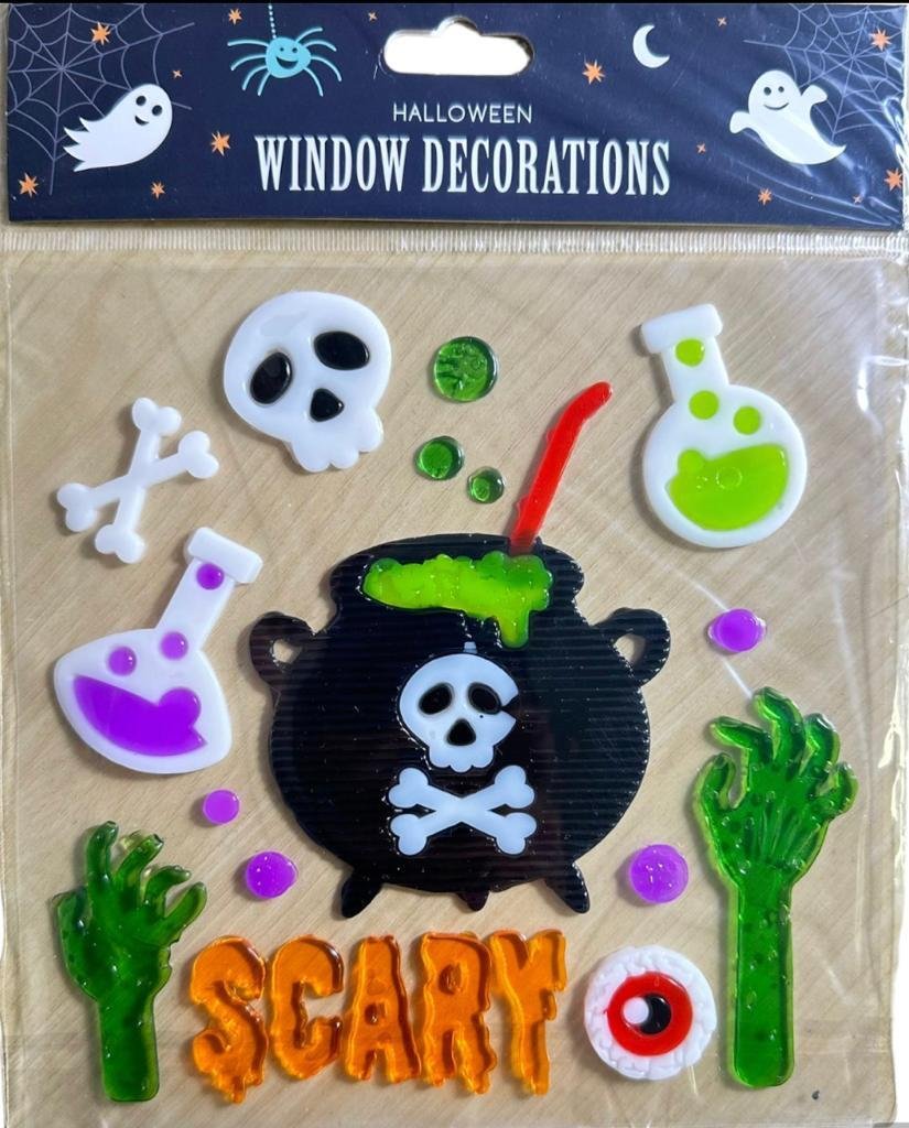 Halloween Window Gel Stickers Skeleton Spooky Scary Gel Clings Glass Decoration