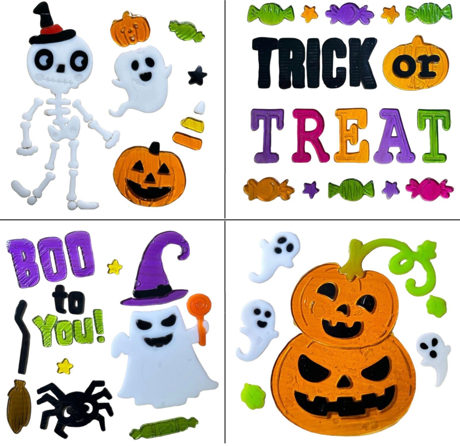 Halloween Window Gel Stickers Skeleton Spooky Scary Gel Clings Glass Decoration
