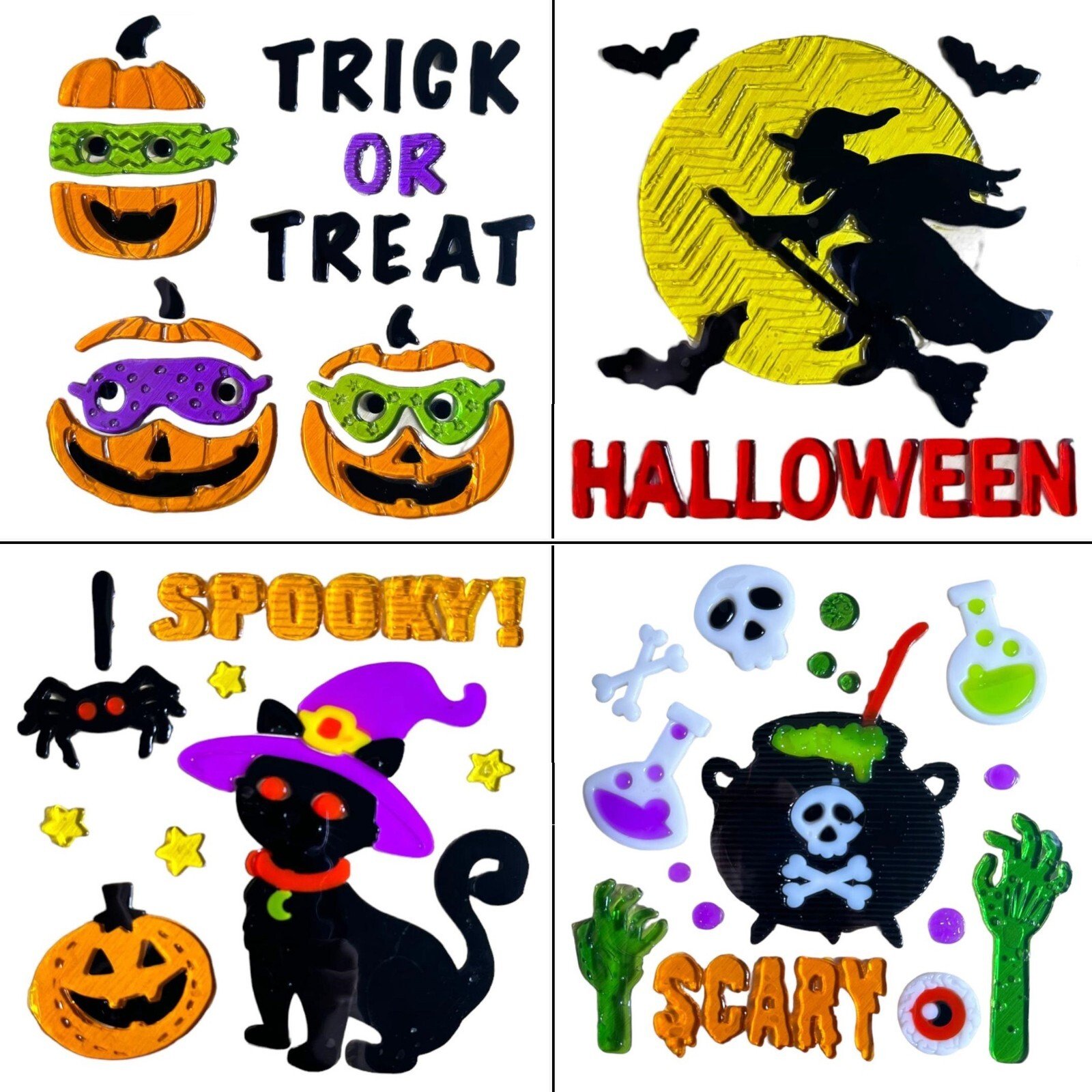 Halloween Window Gel Stickers Skeleton Spooky Scary Gel Clings Glass Decoration