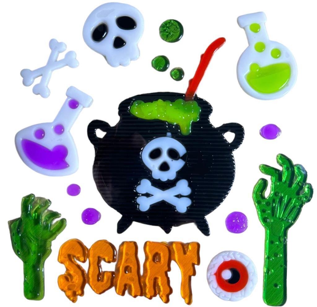 Halloween Window Gel Stickers Skeleton Spooky Scary Gel Clings Glass Decoration
