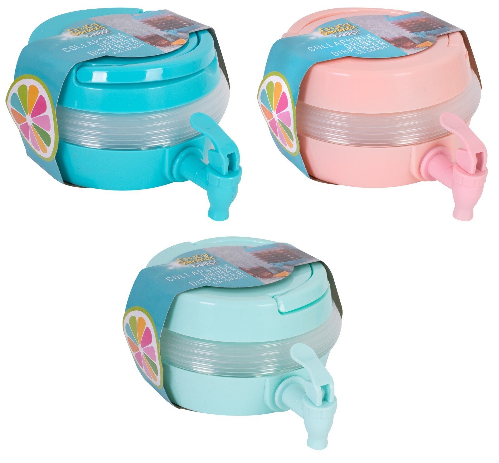 3.3L Cooler Dispenser W/ Tap Lid Beverage Cocktail Juice Party BBQ Plastic-2PACK