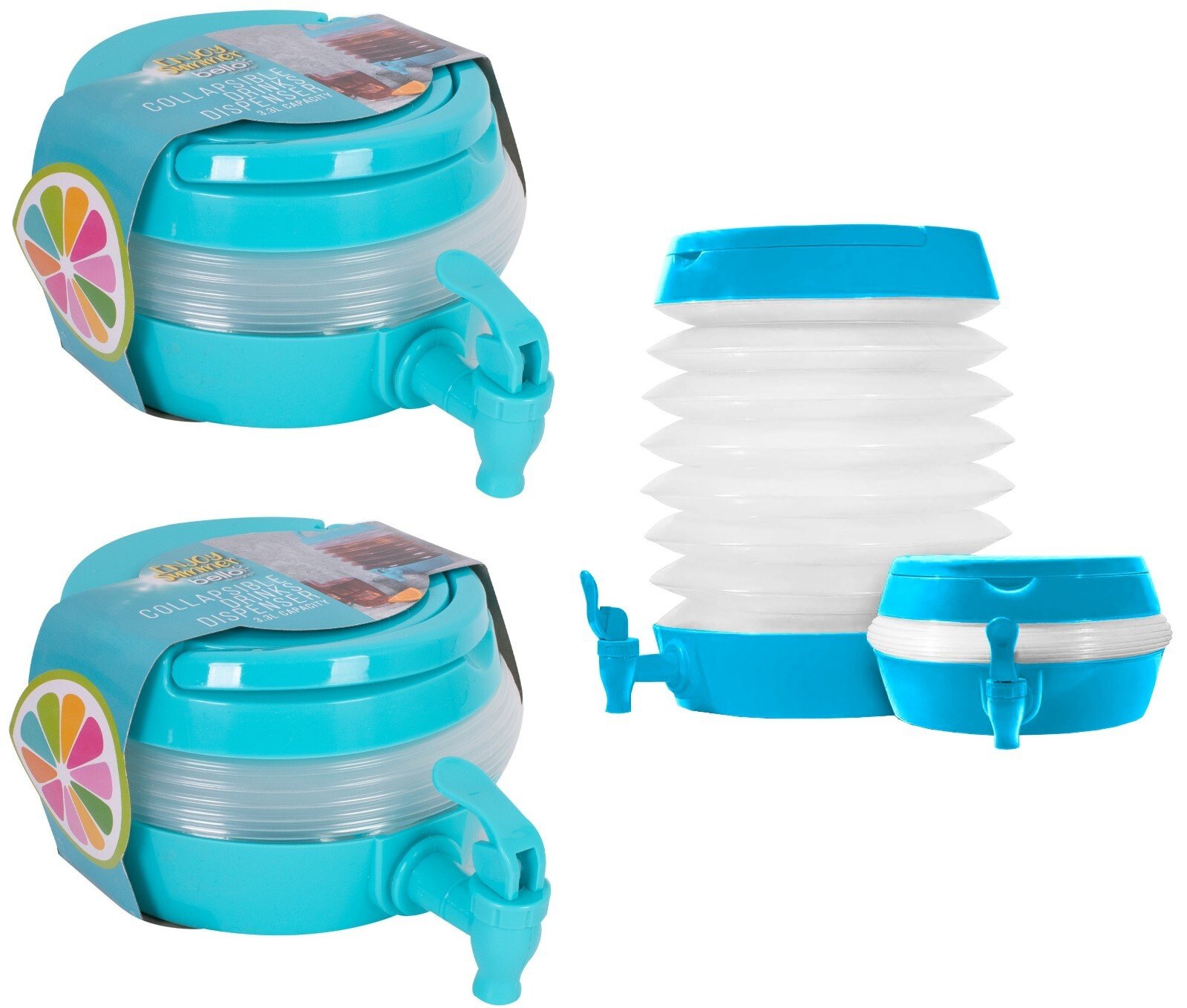 3.3L Cooler Dispenser W/ Tap Lid Beverage Cocktail Juice Party BBQ Plastic-2PACK