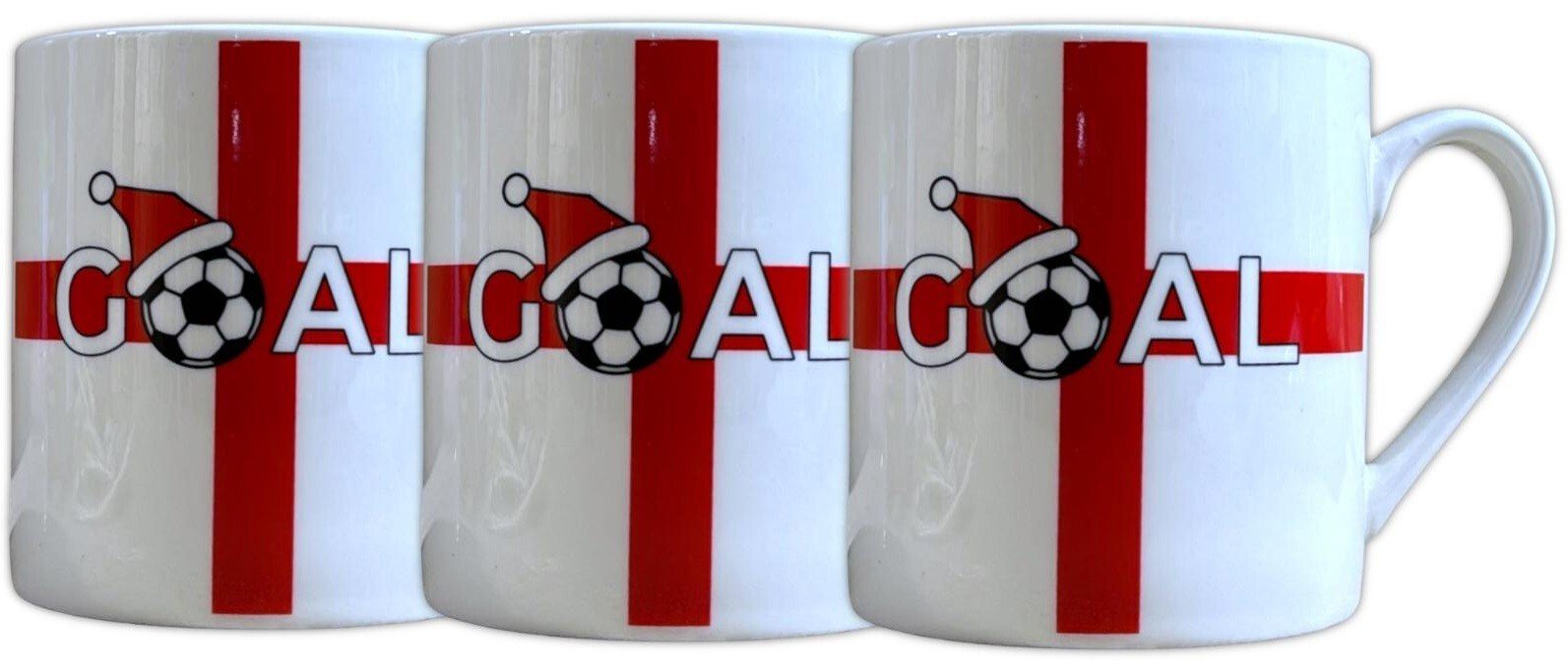 (St George's Flag) Ceramic Coffee Cup Mug Football Santa Hat Chunky Mug- 3 PACK