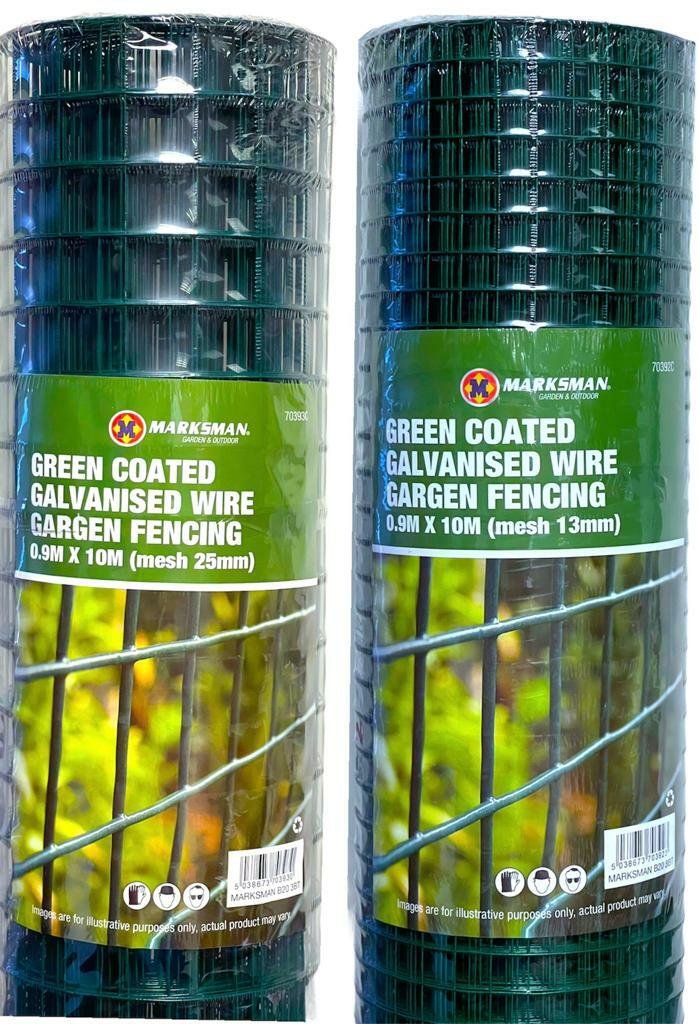 PVC Coated Wire Mesh Fencing 10M x 0.9M Height Green Galvanised Garden Fence