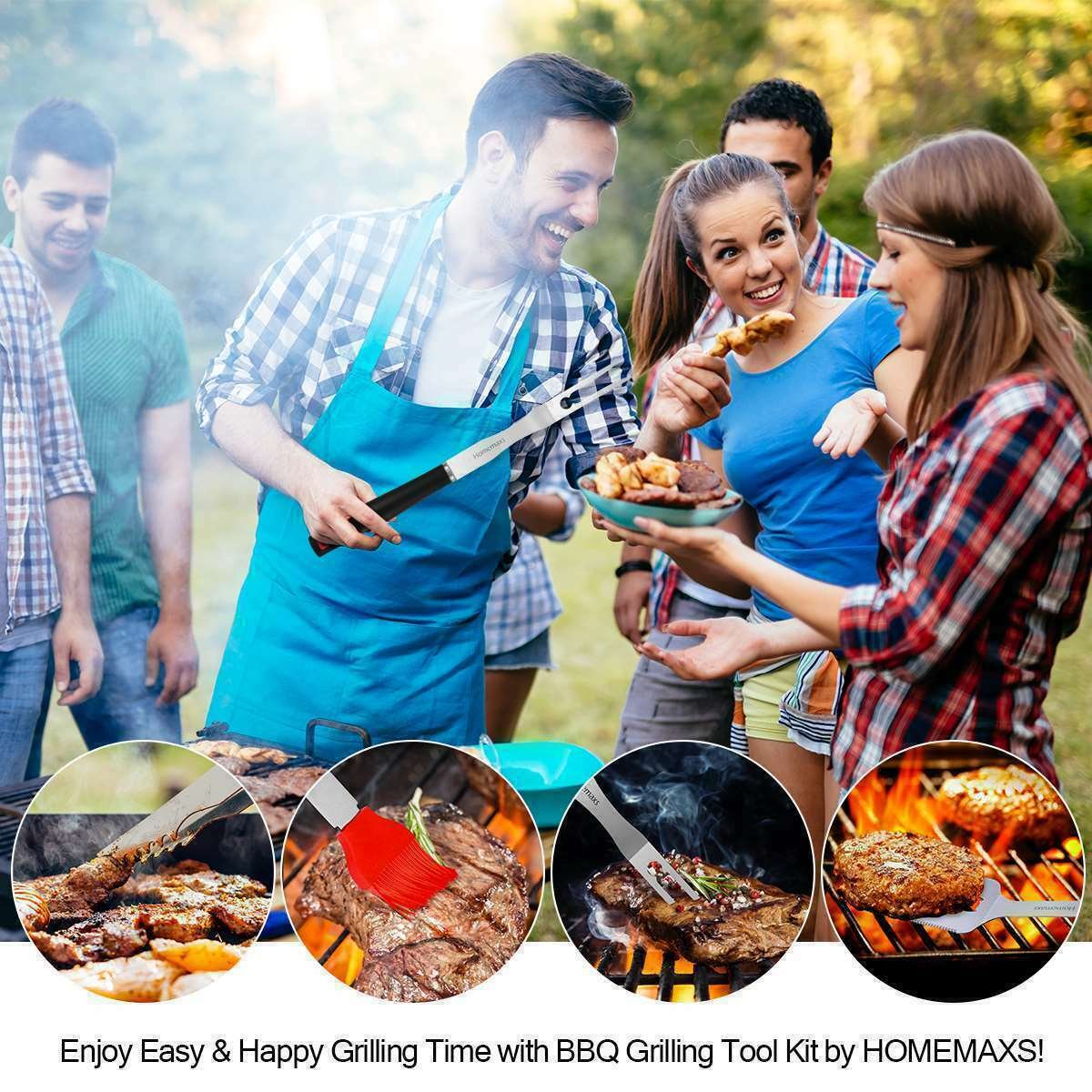 11PCS BBQ Tool Set Stainless Steel Barbecue Grilling Utensil Cooking Outdoor Kit