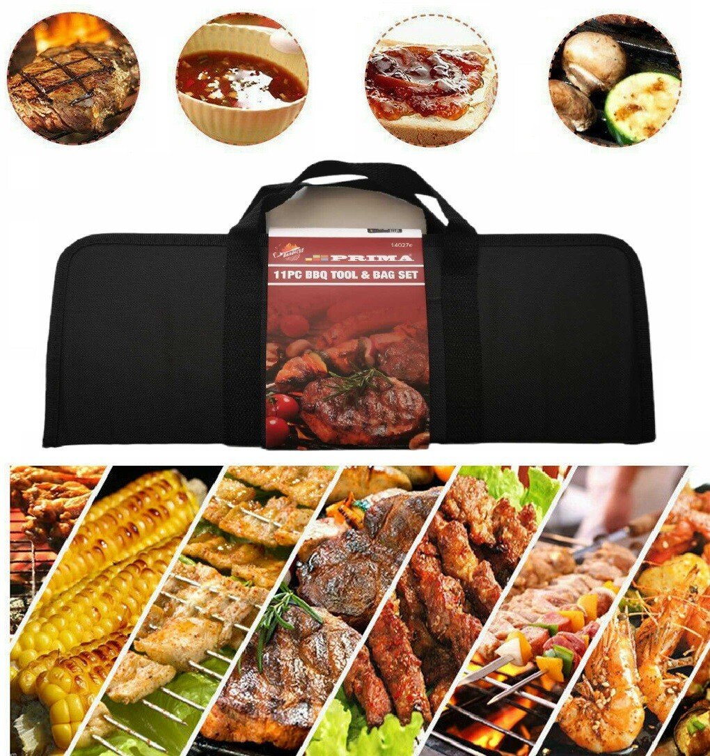 11PCS BBQ Tool Set Stainless Steel Barbecue Grilling Utensil Cooking Outdoor Kit