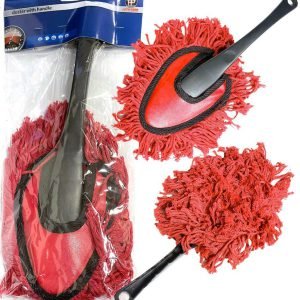 TRADITIONAL CAR CLEANING DUST BRUSH DUSTER / SOFT COTTON PILE / PLASTIC HANDLE