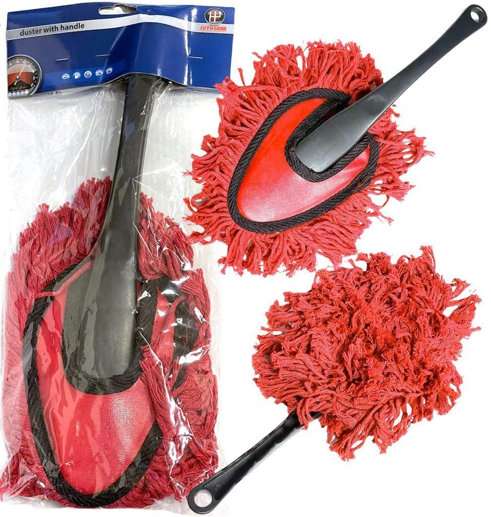 TRADITIONAL CAR CLEANING DUST BRUSH DUSTER / SOFT COTTON PILE / PLASTIC HANDLE