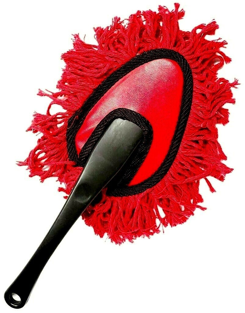 TRADITIONAL CAR CLEANING DUST BRUSH DUSTER / SOFT COTTON PILE / PLASTIC HANDLE