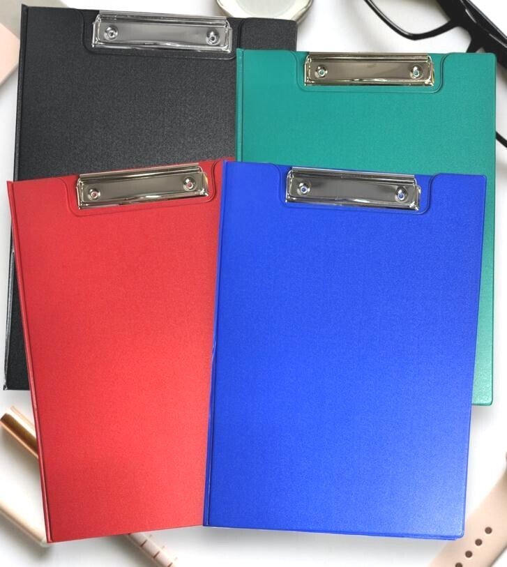 A4 Foldover Black Blue Red Green Clipboard Foolscap Fold Over PVC Clip Board UK