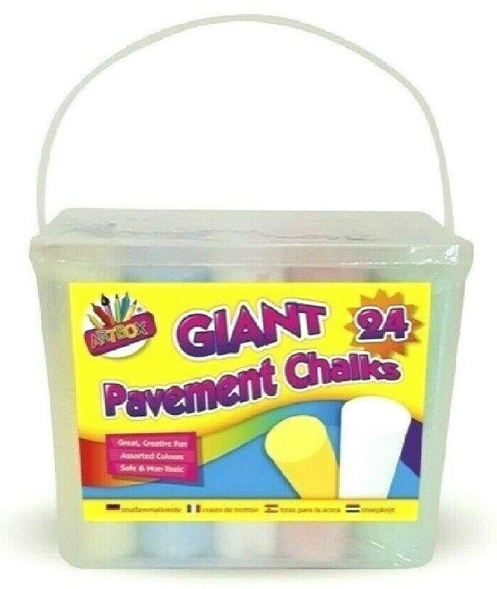 Pack Of 24 Giant Chalks Pavement Artbox Games Child Creative Fun Crosses Outdoor