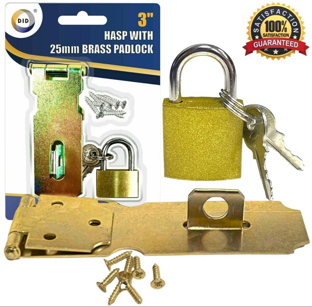 Safety Hasp and Staple 25mm Padlock Gate Door Shed Latch Lock Blanket Box Chest