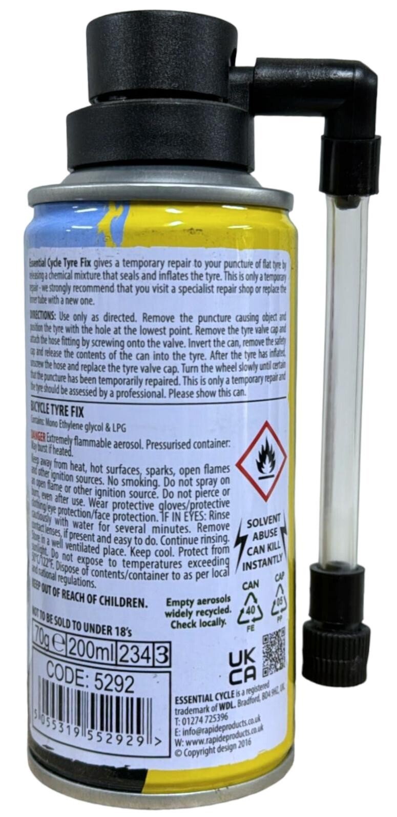 2Pcs Emergency Bike Flat Tyre Fix Puncture Repair Sealant Inflator Can 200ml