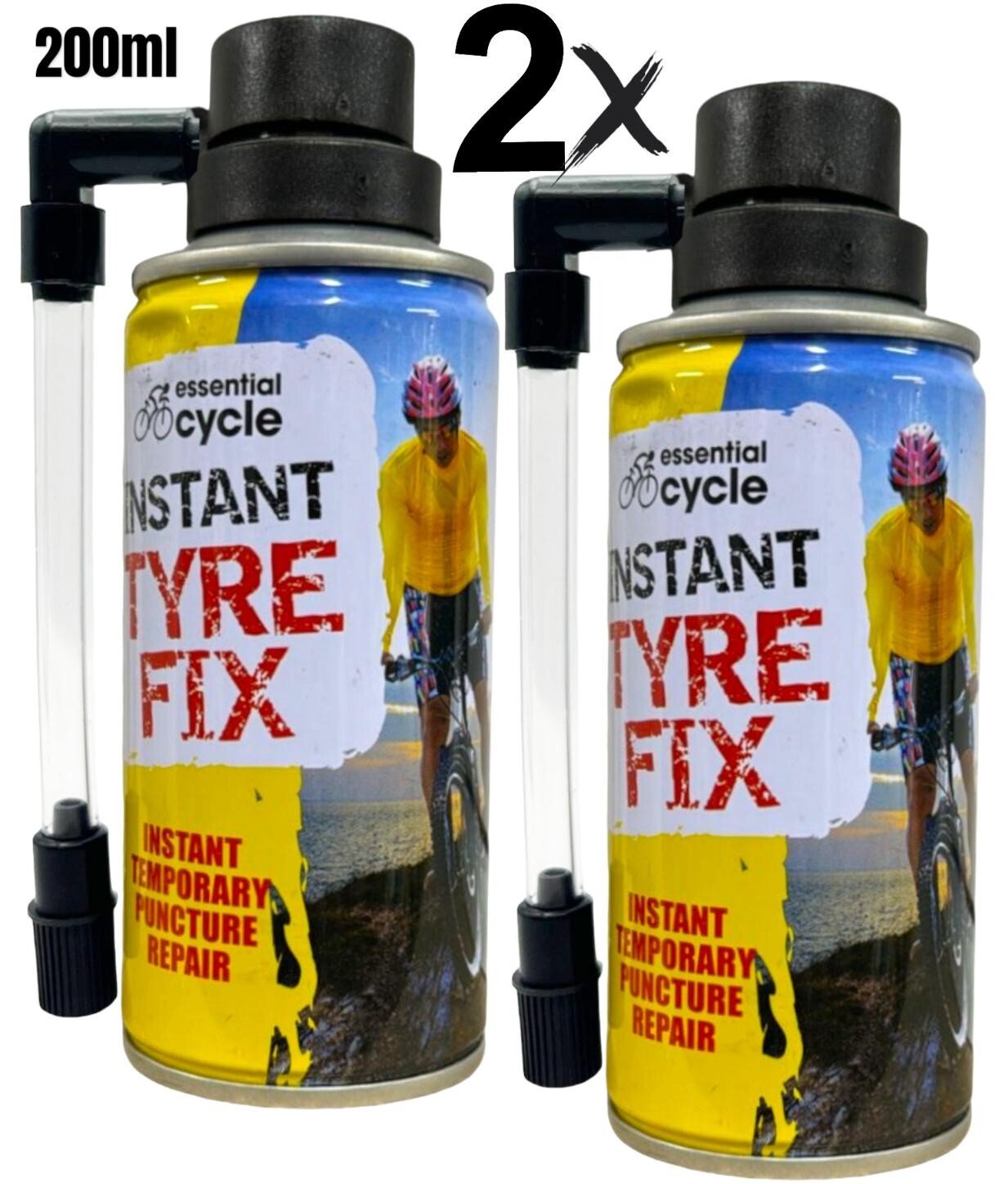 2Pcs Emergency Bike Flat Tyre Fix Puncture Repair Sealant Inflator Can 200ml