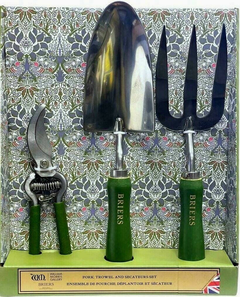 William Morris Tropical Forest Garden Fork Trowel and Secateurs Set 3 Pack UK