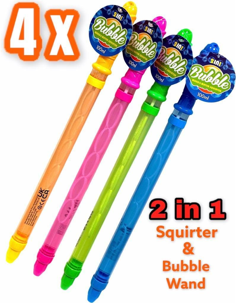 4x Squirter Bubble Wand Stick Large Bubbles Maker Kids Outdoor Garden Summer Toy