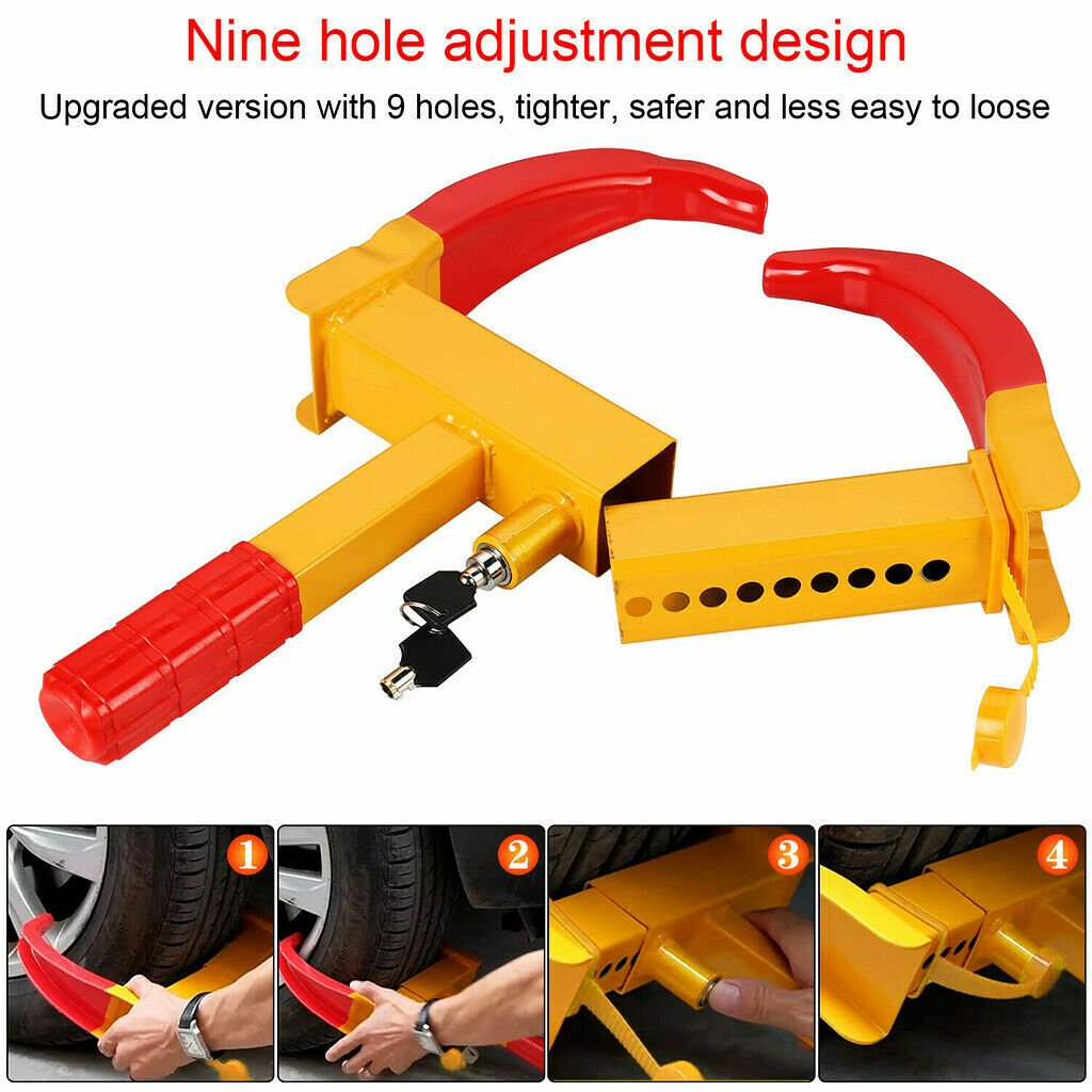 Heavy Duty Wheel Clamp Caravan Trailer Car Motorhome Security Lock With 2 Keys