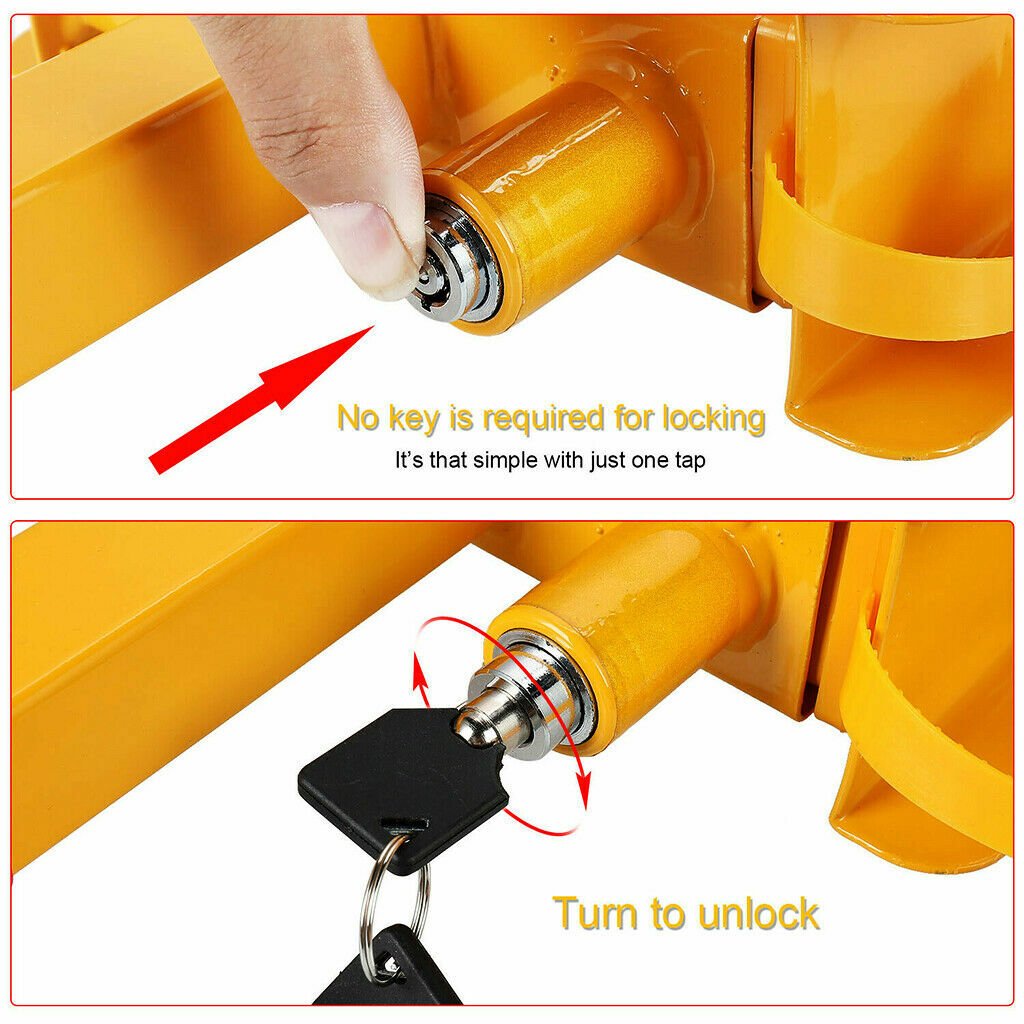 Heavy Duty Wheel Clamp Caravan Trailer Car Motorhome Security Lock With 2 Keys
