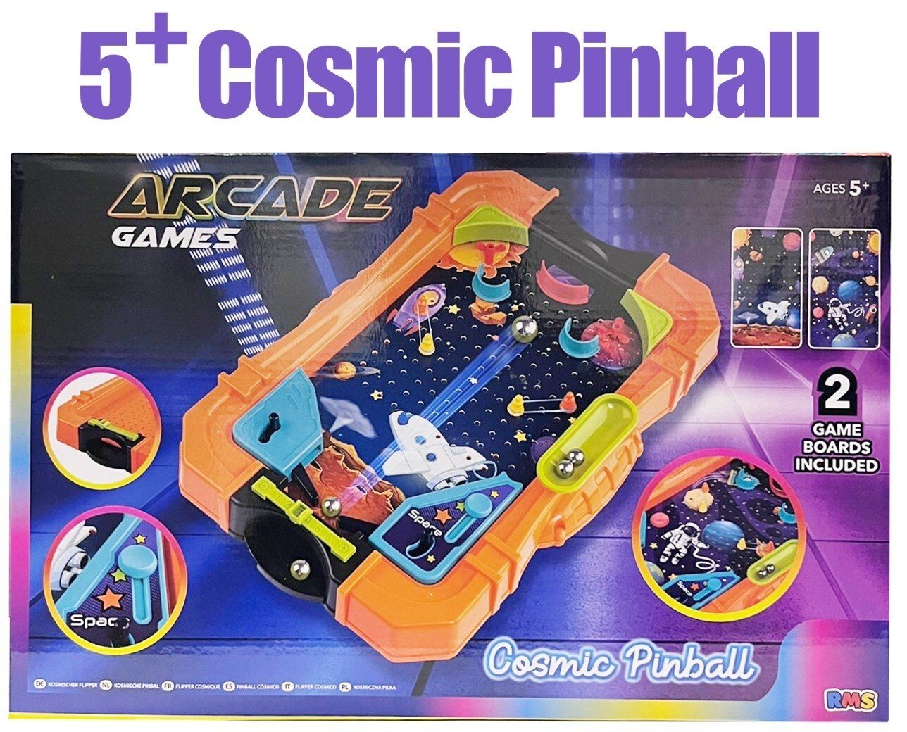 Cosmic Pinball Space Themed Tabletop Action Reflex Rapid Game Kids Toy 5+ Gift