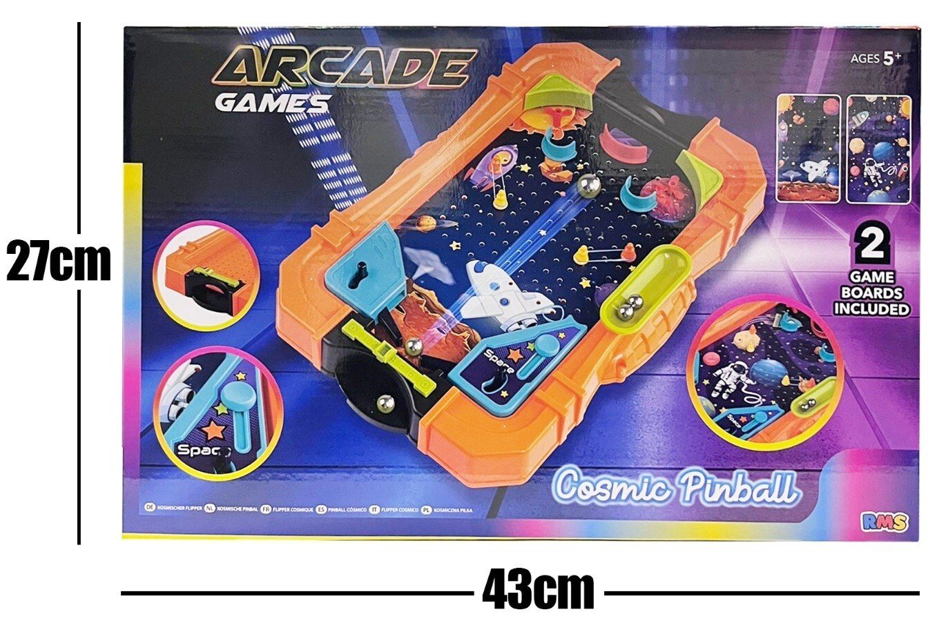 Cosmic Pinball Space Themed Tabletop Action Reflex Rapid Game Kids Toy 5+ Gift