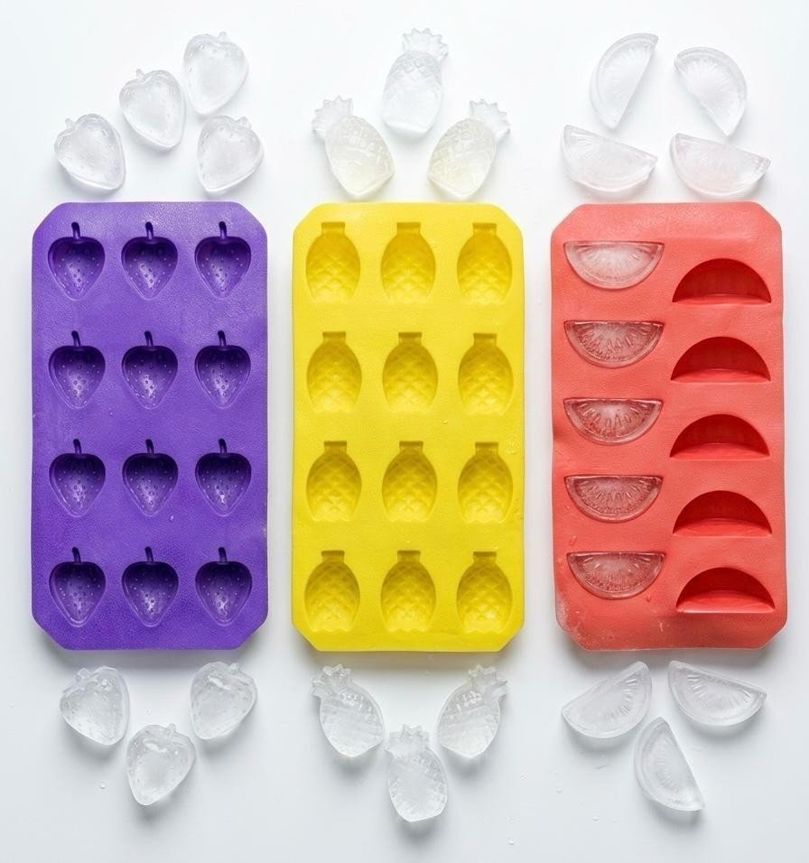 Fruit Shaped Ice Cube Moulds Strawberry Watermelon Banana Reusable Food Safe