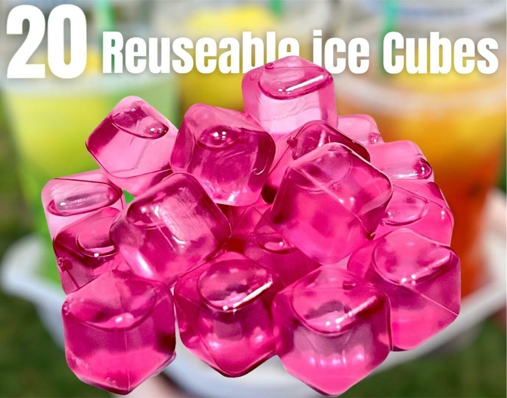 20 Washable Plastic Reusable Ice Cube Bottle Tray Soda Drinks Dry And Freezer