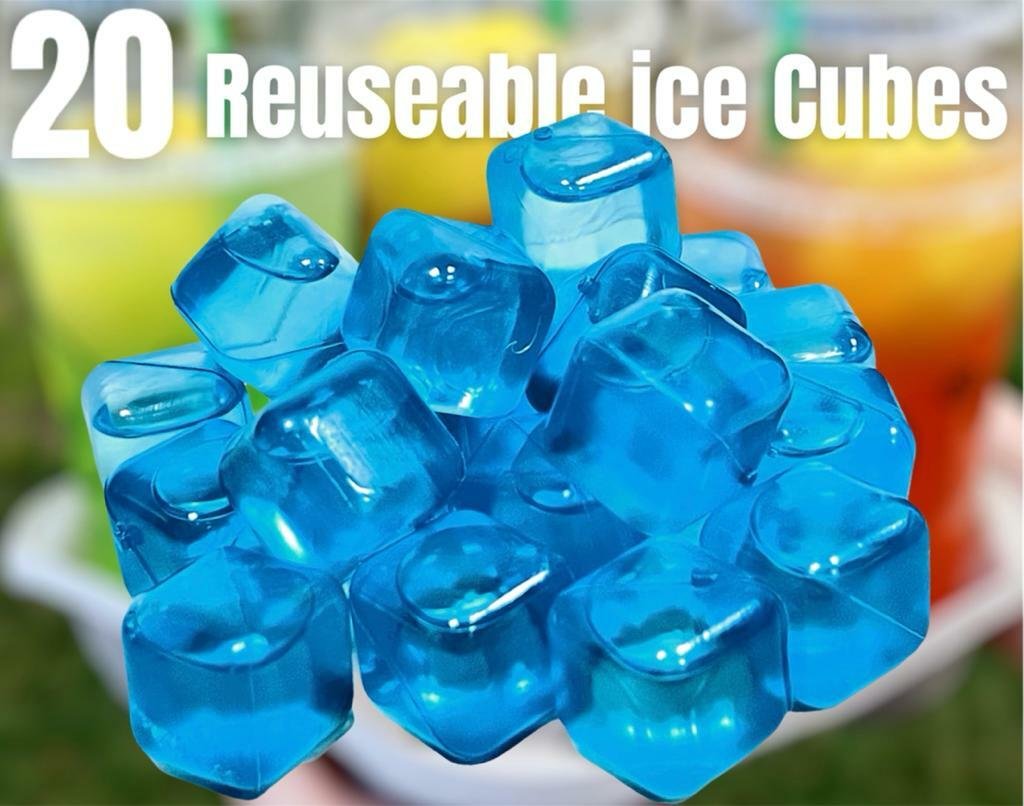 20 Washable Plastic Reusable Ice Cube Bottle Tray Soda Drinks Dry And Freezer