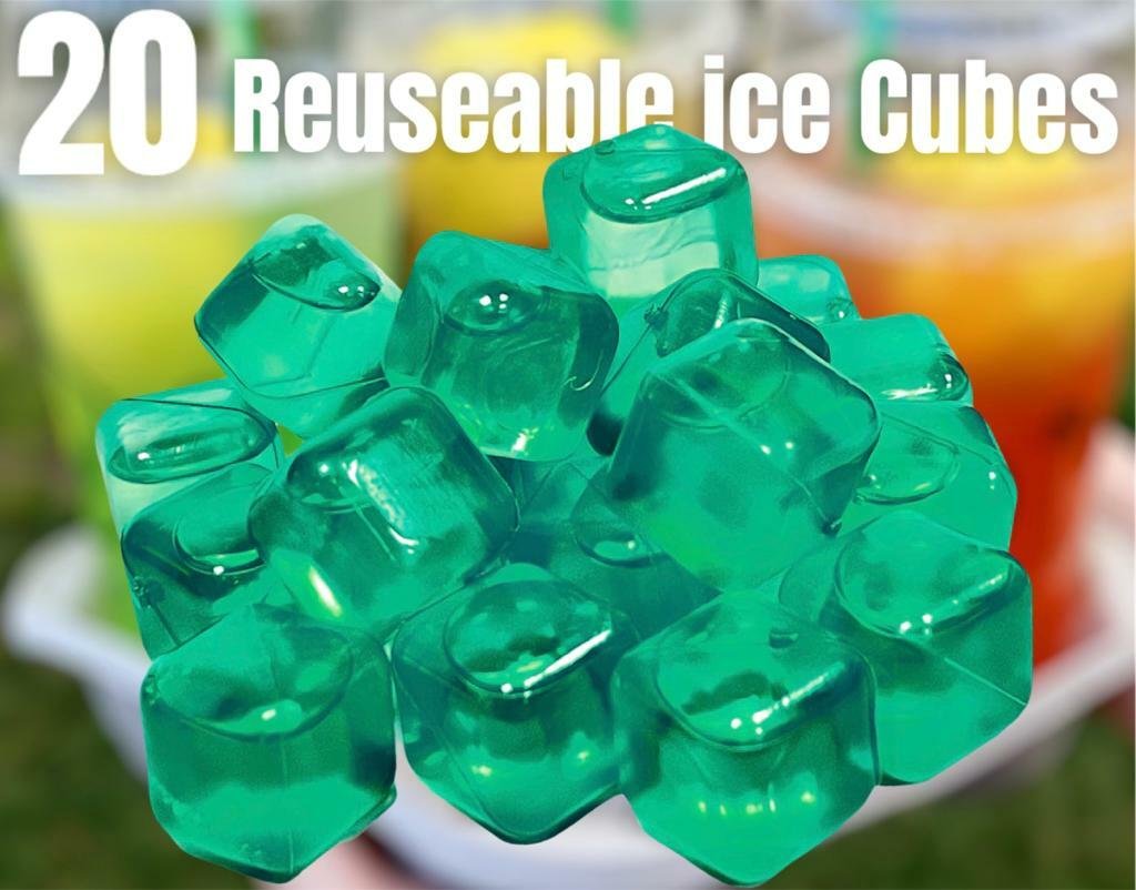 20 Washable Plastic Reusable Ice Cube Bottle Tray Soda Drinks Dry And Freezer