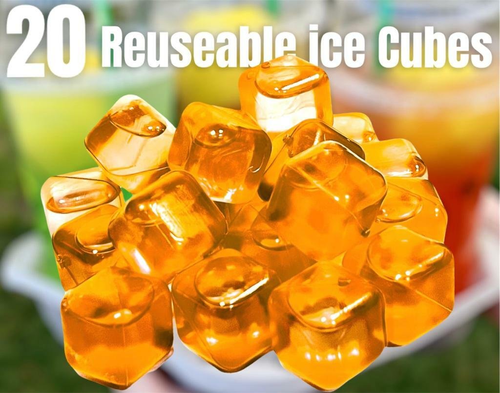 20 Washable Plastic Reusable Ice Cube Bottle Tray Soda Drinks Dry And Freezer