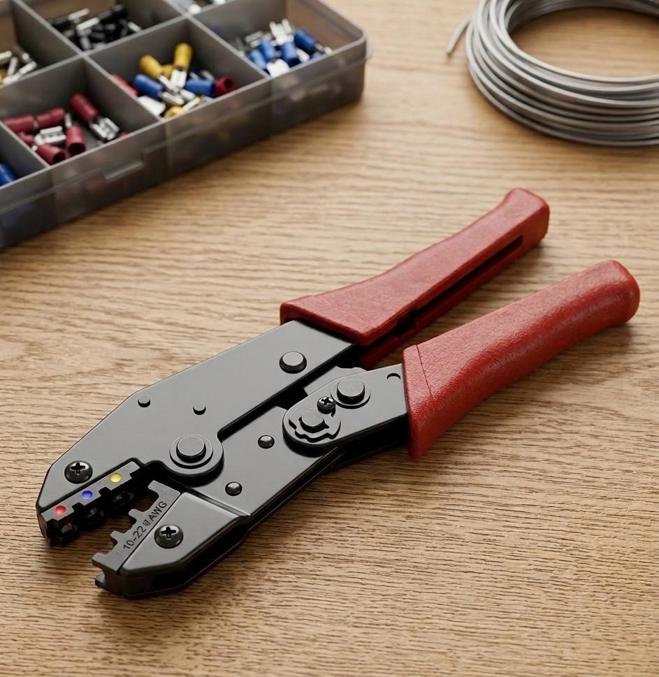 9" Ratchet Crimping Plier Tool Crimp insulated wire cable Terminal Crimper New