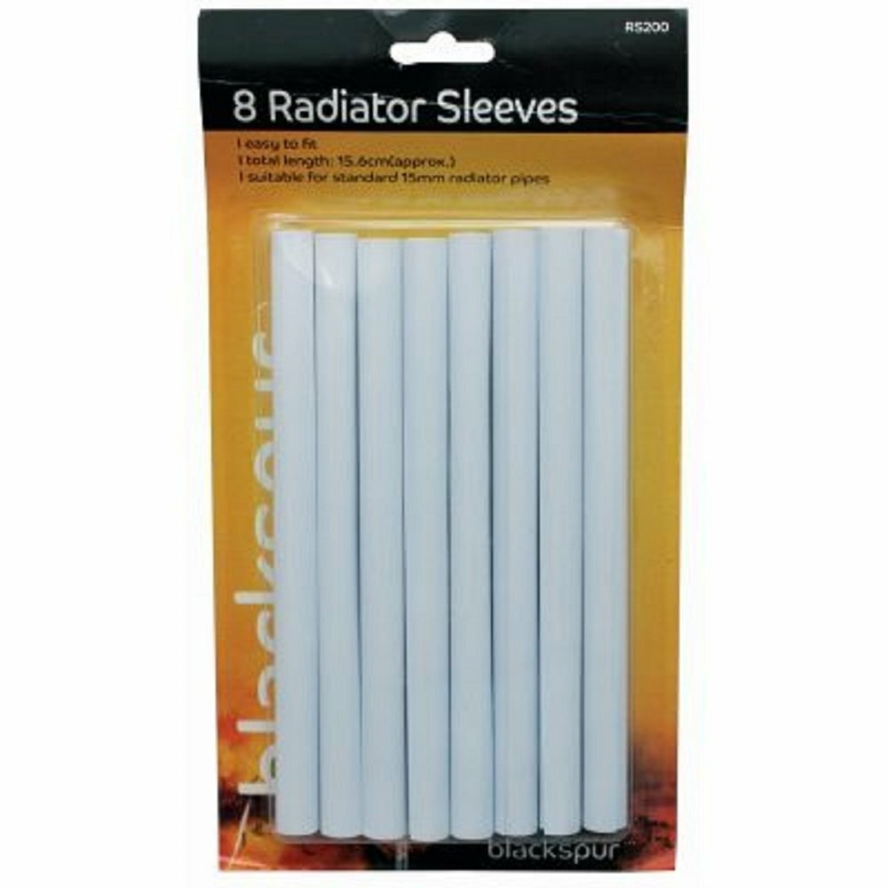 8 X 19.5cm  WHITE RADIATOR PIPE COVERS SLEEVES SHROUDS SNAP AROUND YOUR PIPES