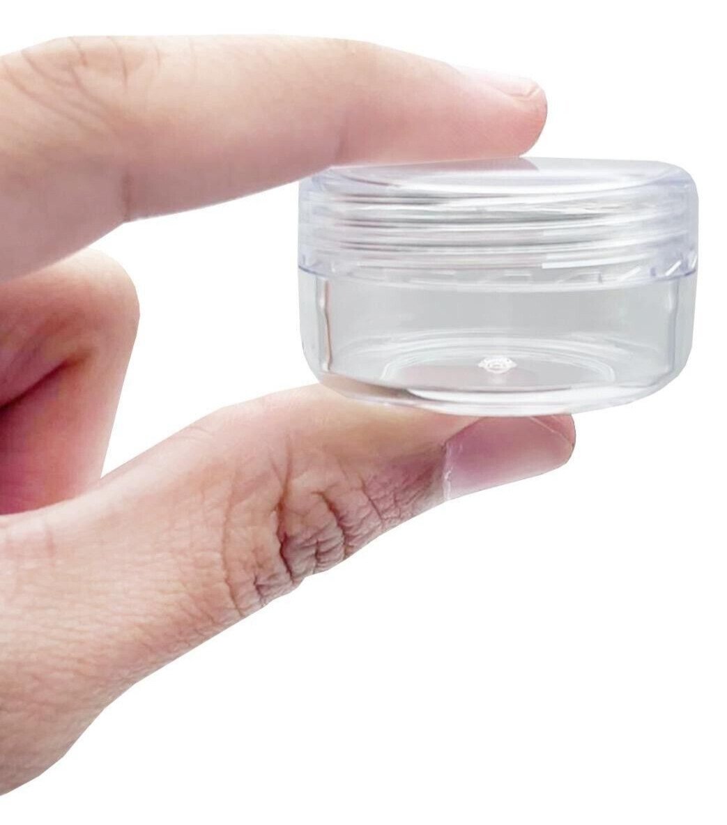 6 TRAVEL SIZE PLASTIC TUBS Tiny Container Small Empty Pots Skincare Lip Balm Tub