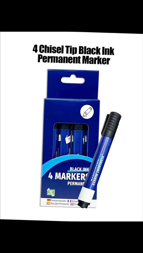 8 Pack Black Permanent Markers Quick Drying Marker Chisel Tip Pen School Thick