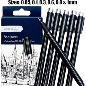 6 Black Fineliners Pens Fine Line Pen Fine Liner Drawing Black Pigment Ink Set