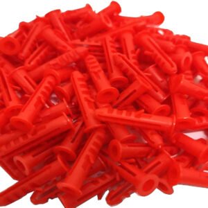 100 Pack of Wall Plug Plastic Expansion Wall Fixings Fischer Raw Plugs 6mm RED