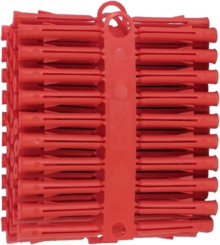 100 Pack of Wall Plug Plastic Expansion Wall Fixings Fischer Raw Plugs 6mm RED