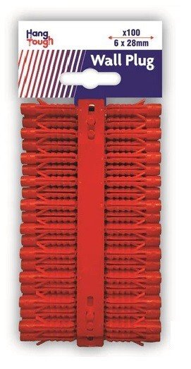 100 Pack of Wall Plug Plastic Expansion Wall Fixings Fischer Raw Plugs 6mm RED