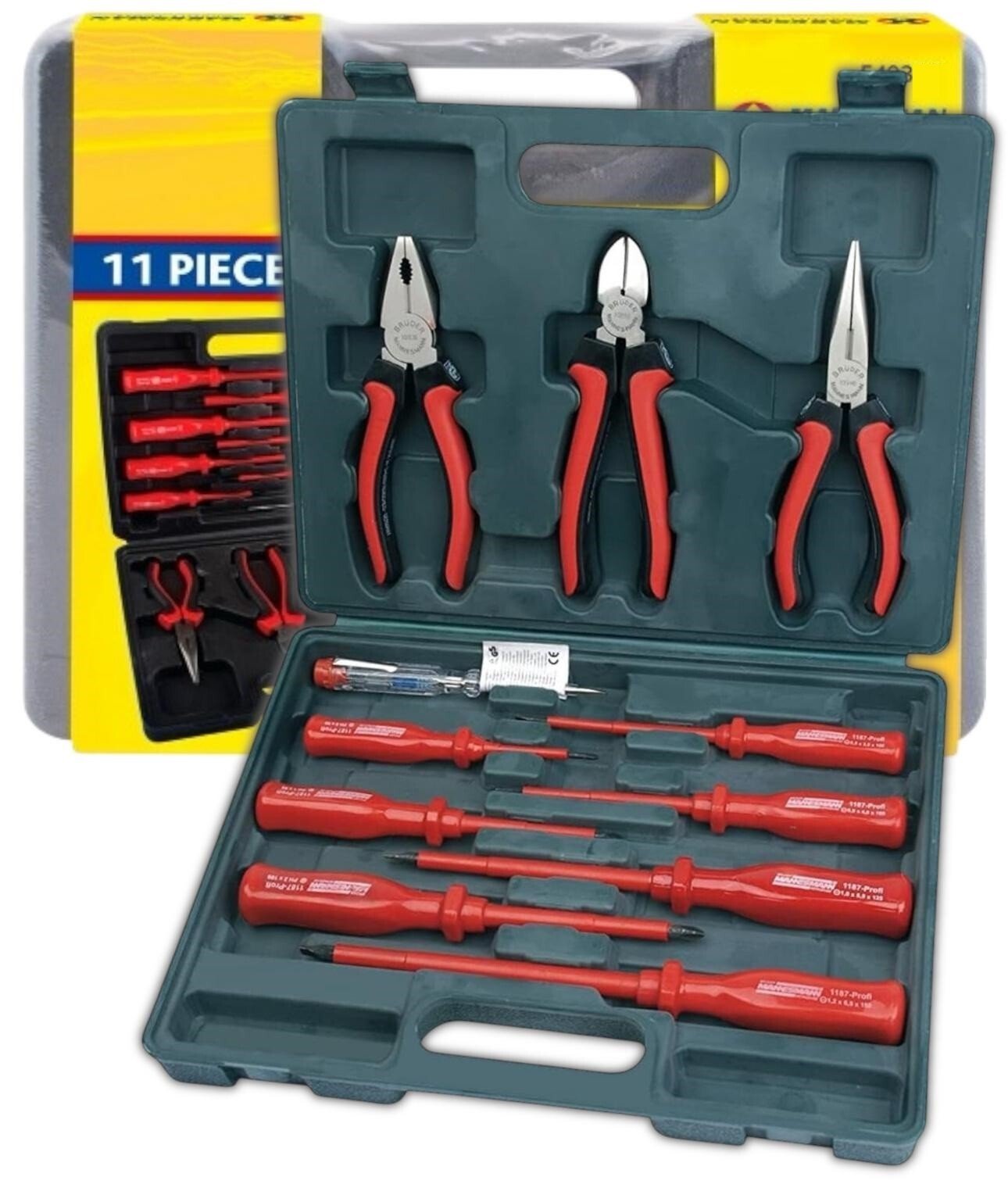 11PC Electricians Screwdriver Set Tool Electrical Quality Fully Insulated & Case