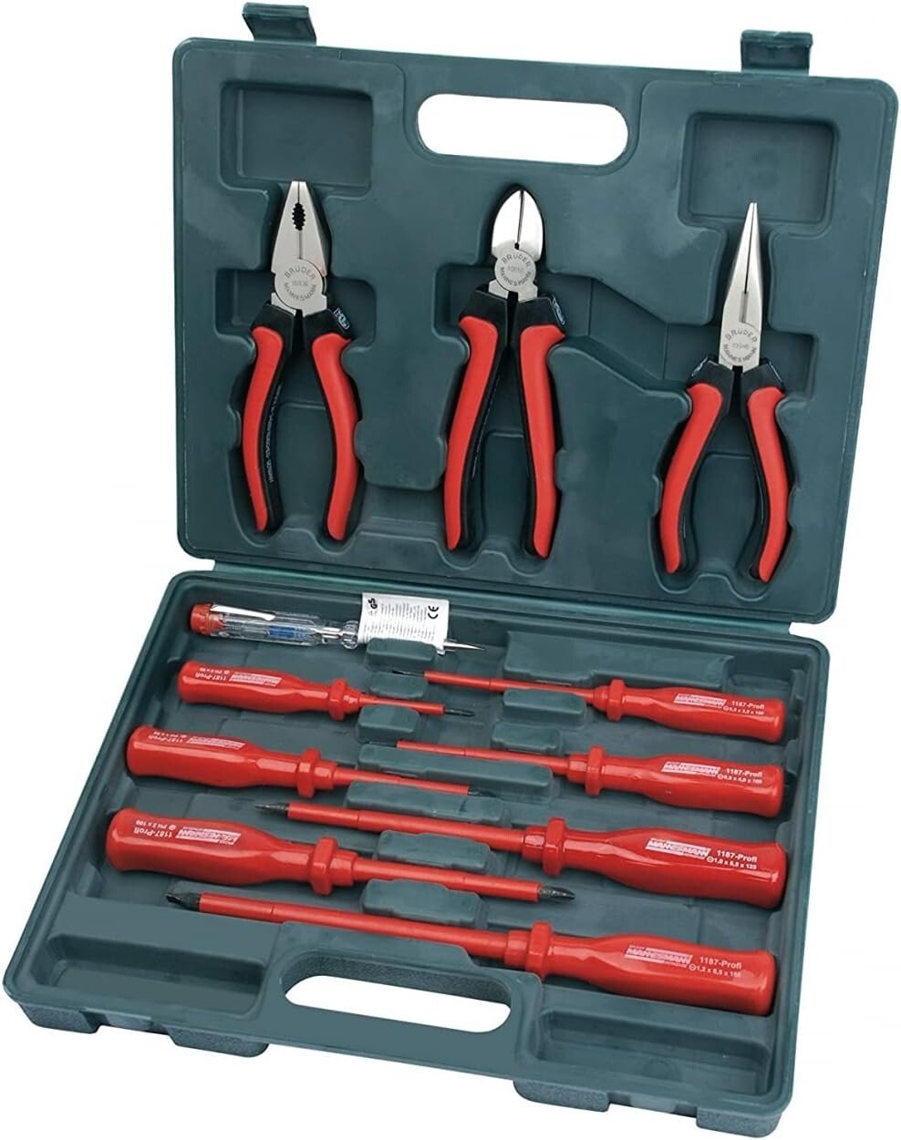 11PC Electricians Screwdriver Set Tool Electrical Quality Fully Insulated & Case