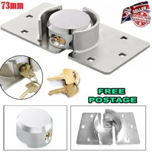 Heavy Duty 73mm Round Padlock Hasp Set Shutter Door Shed Lock Security Chrome