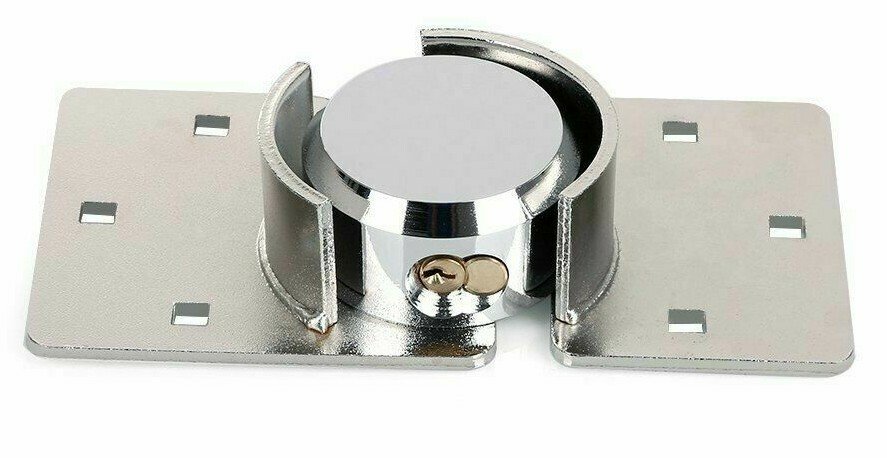 Heavy Duty 73mm Round Padlock Hasp Set Shutter Door Shed Lock Security Chrome