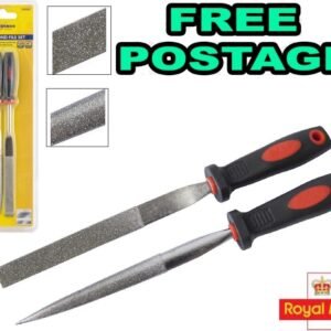 2pcs Diamond File Set Half Round & Taper Flat Stone Glass Metal Tiles Soft Grip