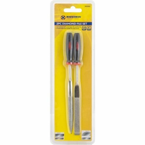 2pcs Diamond File Set Half Round & Taper Flat Stone Glass Metal Tiles Soft Grip