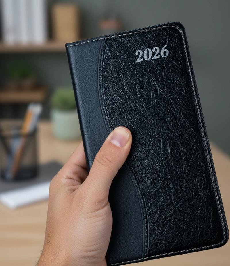 2026 Diary Slim Day A Page / Week To View Pocket Leather Cover Full Year Planner